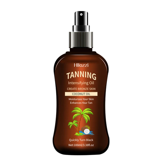 Hllozzi Coconut Tanning Oil – 100ml/3.38fl.oz Sunless Bronzer & Intensifying Oil for Deep Summer Glow