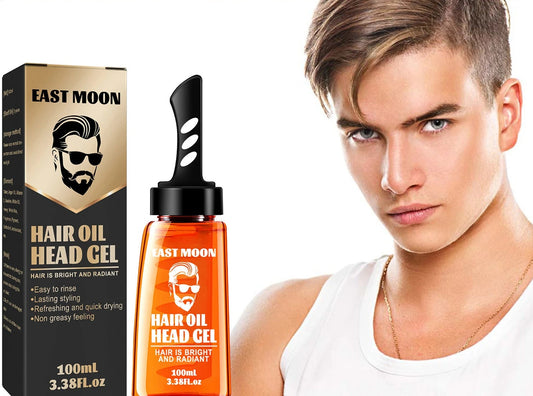 East Moon 2-in-1 Hair Wax Gel with Wide Tooth Comb – 100ml Fluffy Styling Cream for Men with Argan Oil & Vitamin E