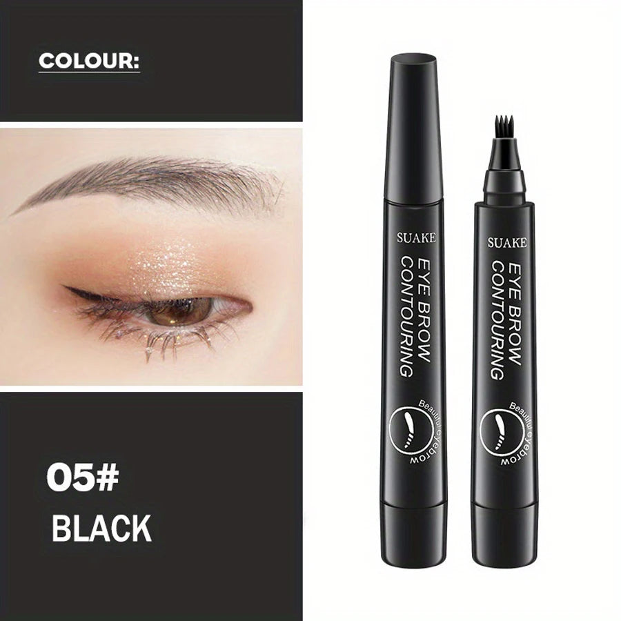Waterproof Microblading Eyebrow Pen | 4-Split Tip, Natural-Looking Brows, Long-Lasting Makeup | 5 Colors