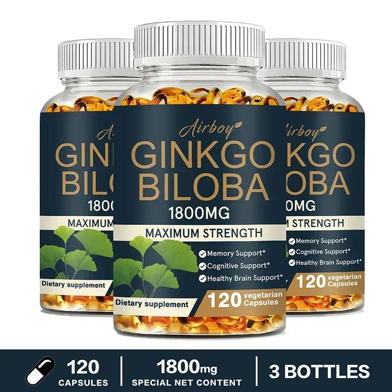 Airboy | Ginkgo Biloba 1800mg | Memory, Cognitive & Brain Support | 30 Vegetarian Capsules
