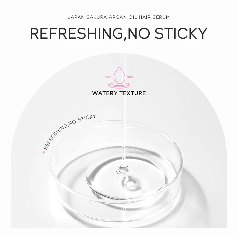 LAIKOU Japan Sakura Argan Hair Oil – 60ml / 100ml Gloss Treatment Serum for Frizz Control & Shine Boost