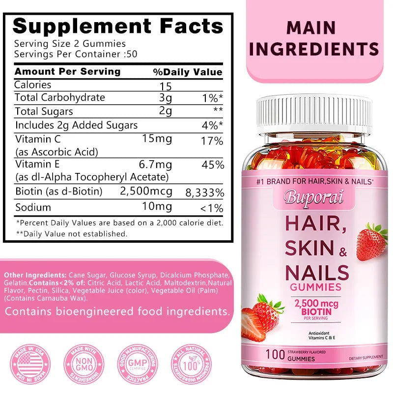 Buporai | Hair, Skin, Nails, Antioxidants, Immune Support | 100 Gummies