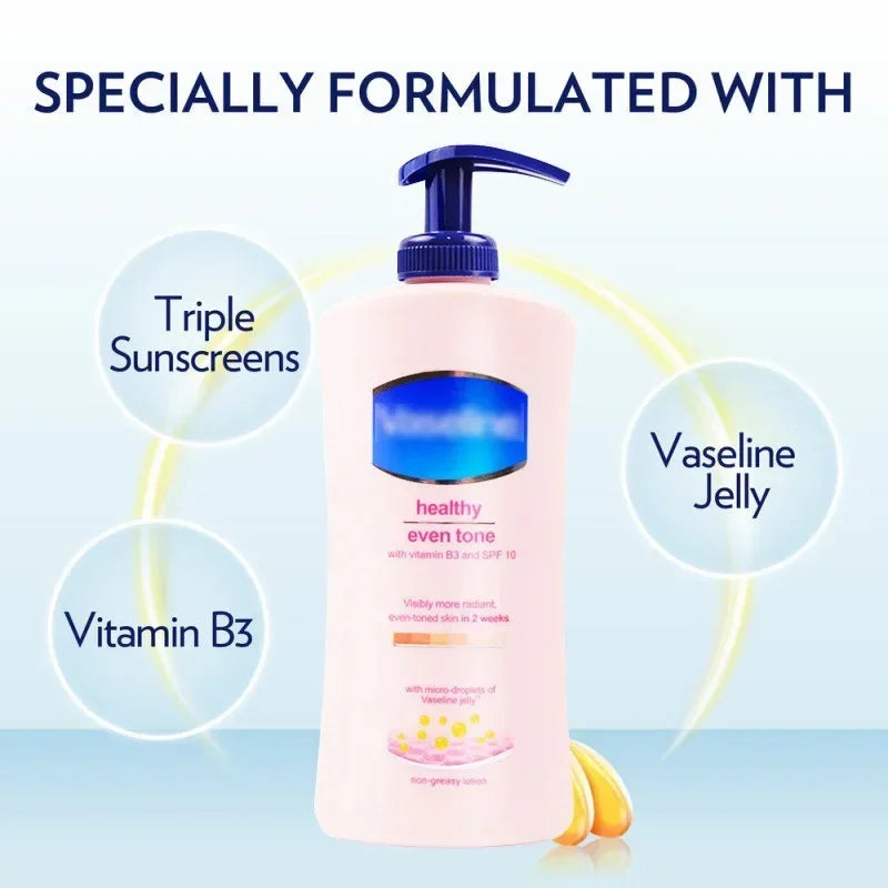 Vaseline Body Lotion – 400ml Brightening & Moisturizing Cream with Vitamin B3, Q10 & SPF 10