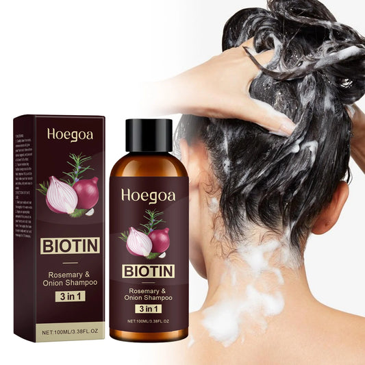 HOEGOA 3-in-1 Rosemary Biotin Shampoo – 100ml Hair Growth, Thickening & Deep Scalp Cleansing