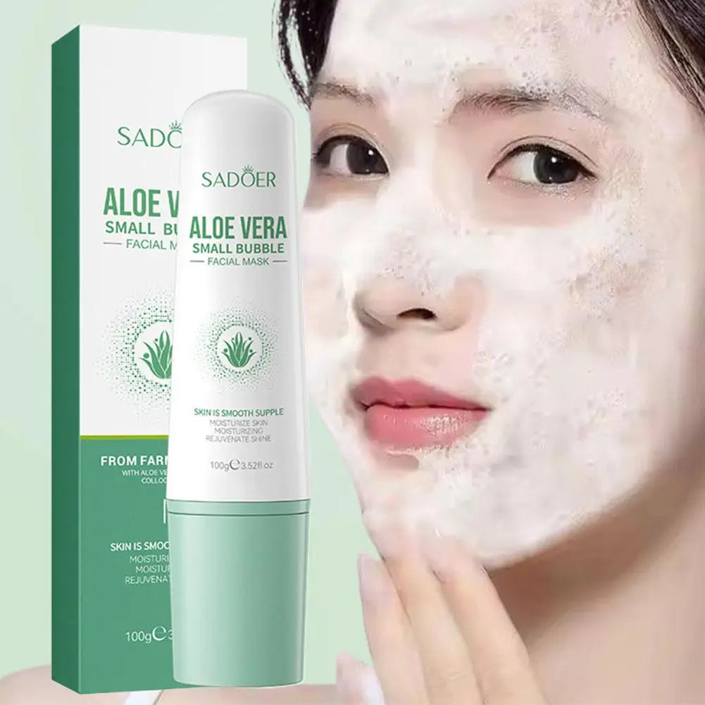SADOER Aloe Vera Bubble Facial Mask | Deep Cleansing, Hydrating & Blackhead Removal | Smooth & Moisturized Skin | 100g