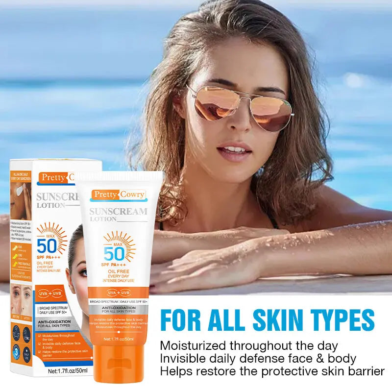Daily Sunscreen SPF 50+ – 50ml Lightweight, Waterproof & Anti-Aging Sunblock Cream for All Skin Types