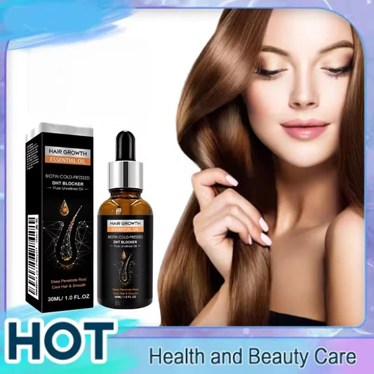 Hair Growth Essential Oil – 30ml Biotin Cold-Pressed DHT Blocker for Regrowth & Root Care