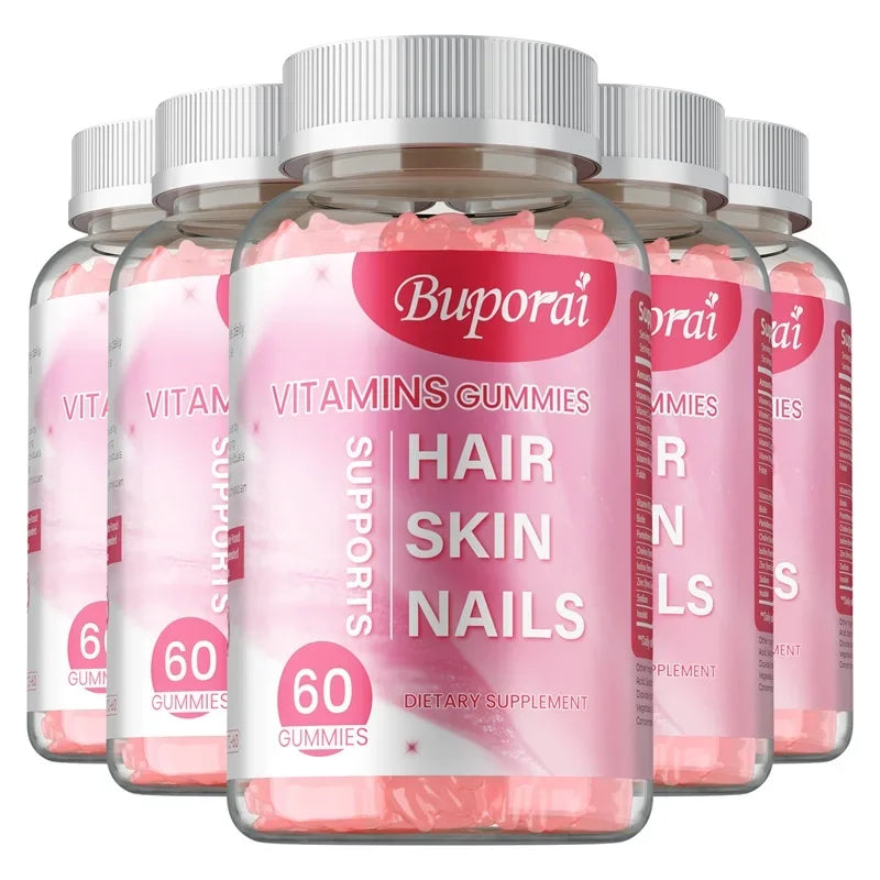 Buporai | Hair, Skin & Nails Gummies | Supports Hair Growth, Skin Care & Nail Health | 60 Gummies