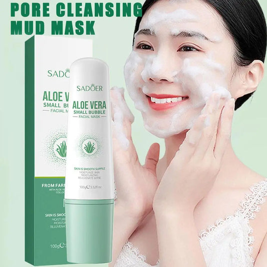 SADOER Aloe Vera Bubble Facial Mask | Deep Cleansing, Hydrating & Blackhead Removal | Smooth & Moisturized Skin | 100g