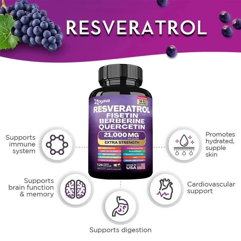 Zoyava | Resveratrol Fisetin Berberine Quercetin | 14-in-1 Antioxidant & Health Support