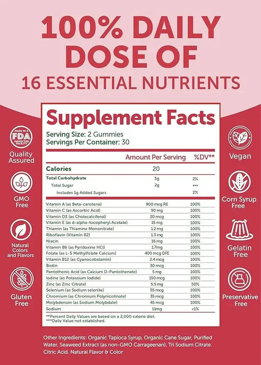 PINGAN | Women's Multi Gummies | Daily Vitamins & Energy Support