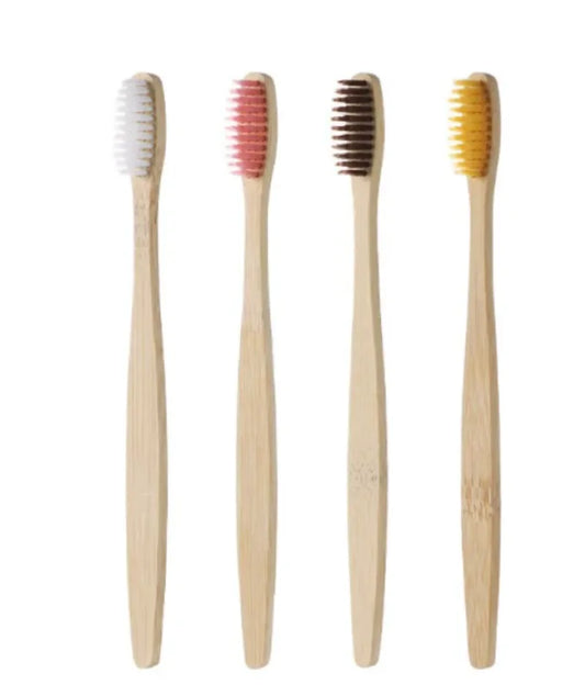 Bamboo, Natural Cowhide Wrap | Eco-Friendly Toothbrush Set| 10 Pcs