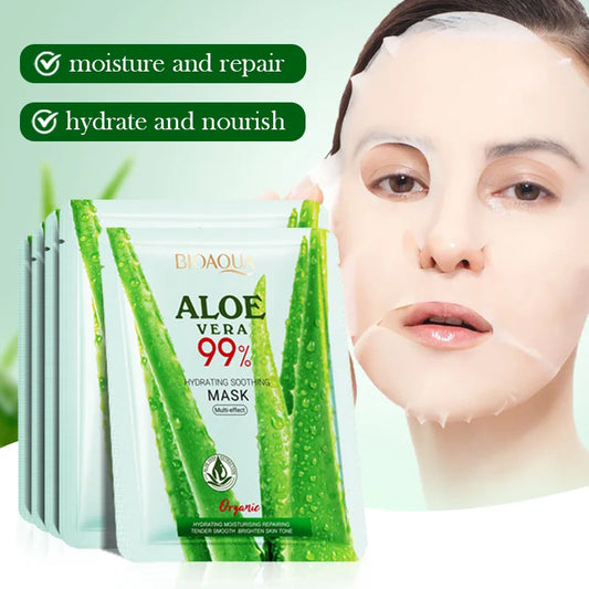 Bioaqua Aloe Hydrating Facial Mask | 99% Aloe Vera | Soothing, Moisturizing & Dryness Prevention | 30g