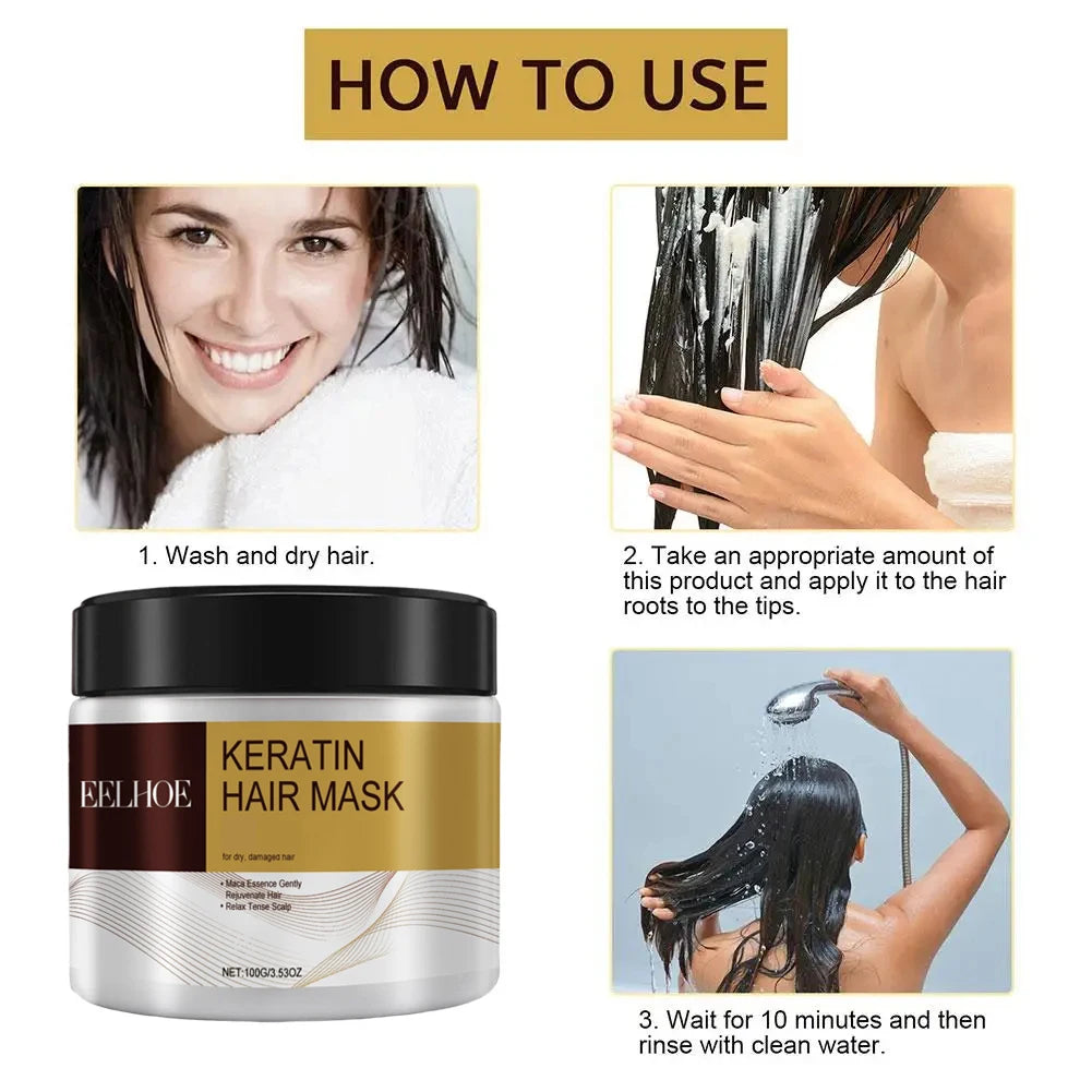 EELHOE Collagen Hair Mask – 100g Deep Repair Keratin & Argan Oil Treatment for Dry, Damaged Hair