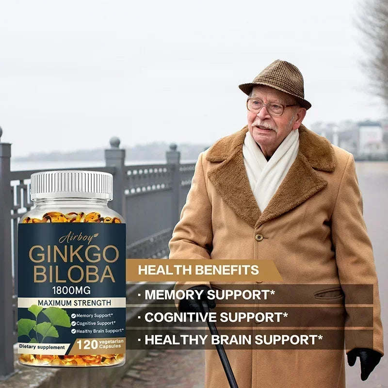 Airboy | Ginkgo Biloba 1800mg | Memory, Cognitive & Brain Support | 30 Vegetarian Capsules