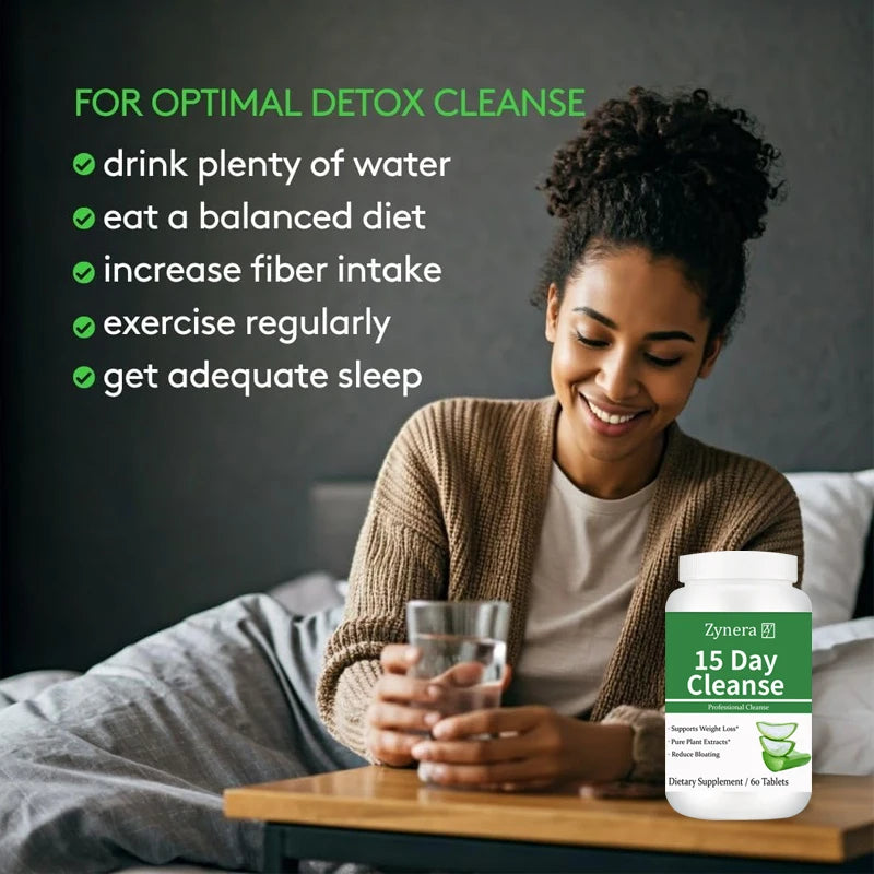 Zynera | Aloe 15-Day Cleanse & Weight Loss | Detox, Fat Block, Appetite Control | 60 Capsules