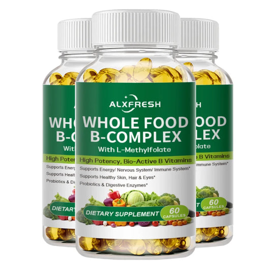 Alxfresh | Whole Food B-Complex with L-Methylfolate | Energy, Hair, Skin & Immune Support