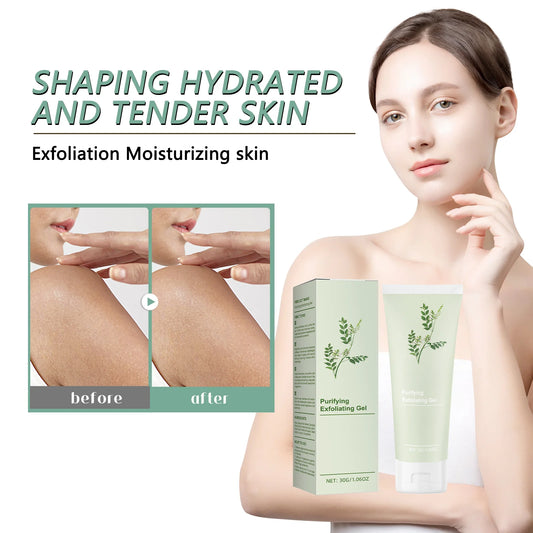 30g Purifying Exfoliating Gel - Gentle Face Body Scrub for Dullness, Yellowish Skin - Brightening, Smoothing Skin Care Treatment