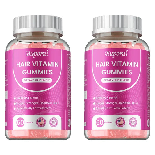 BUPORAI | Hair Vitamin Gummies | Care for Skin, Nails & Hair – Anti-Aging & Glowing Skin Support | 60 Gummies