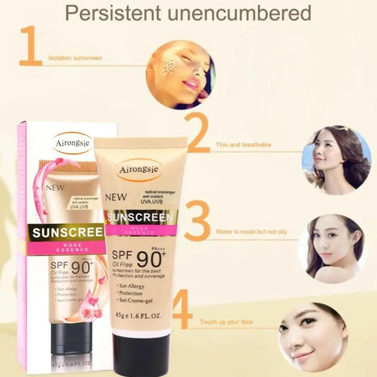 Airongsie SPF90+ Whitening Sunscreen Cream – 45g | Long-Term UV Protection, Moisturizing & Waterproof