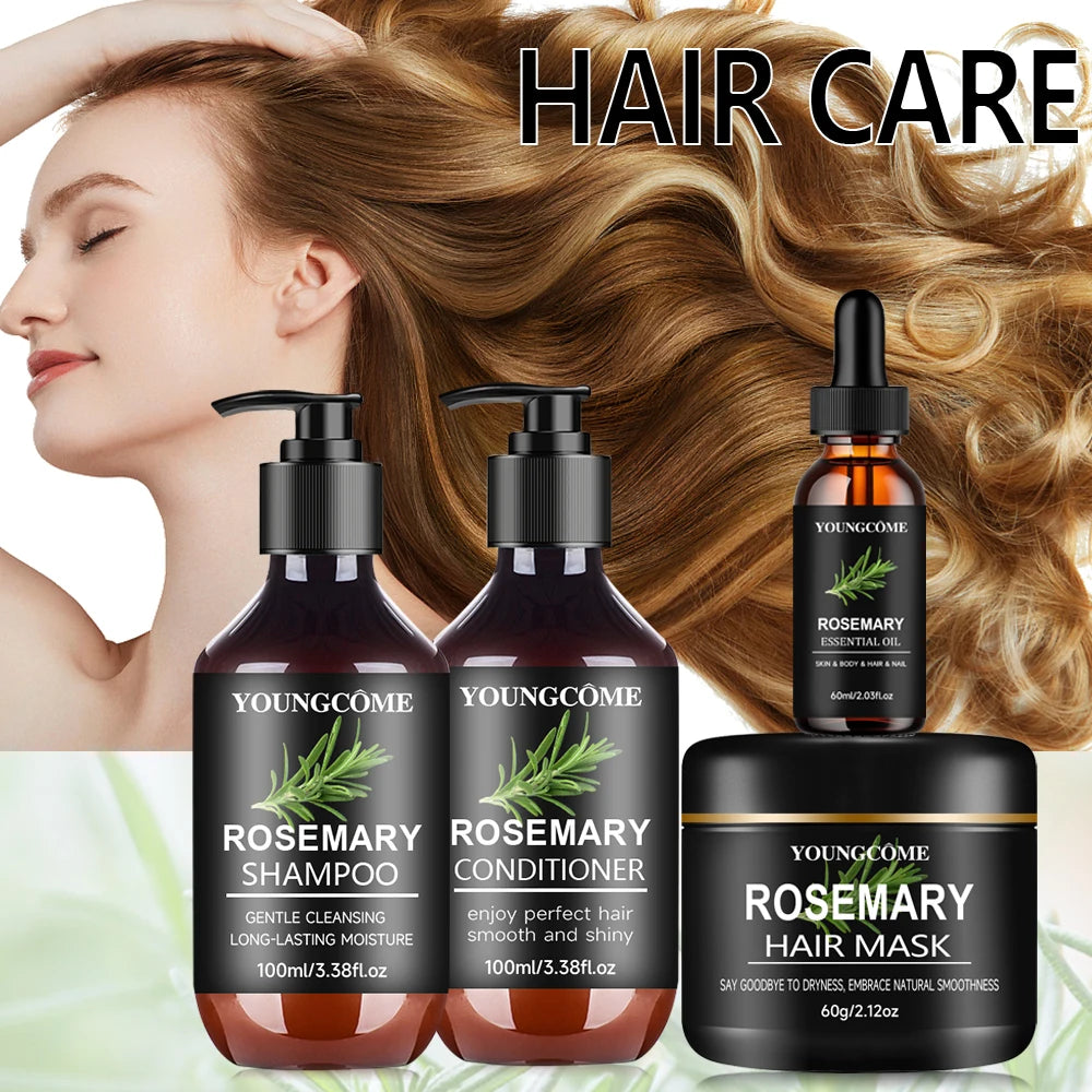 Rosemary Hair Care Kit 4in1 - Mask+Shampoo+Conditioner+Oil, with Biotin, Cleanses and Helps Strengthen Weak and Brittle Hair 4pc