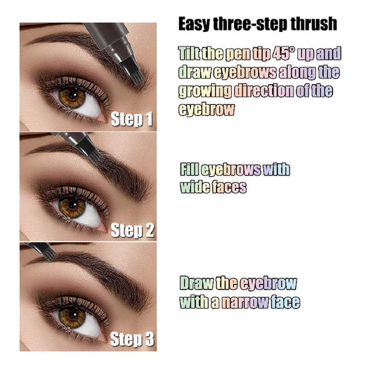 Waterproof Microblading Eyebrow Pen | 4-Split Tip, Natural-Looking Brows, Long-Lasting Makeup | 5 Colors
