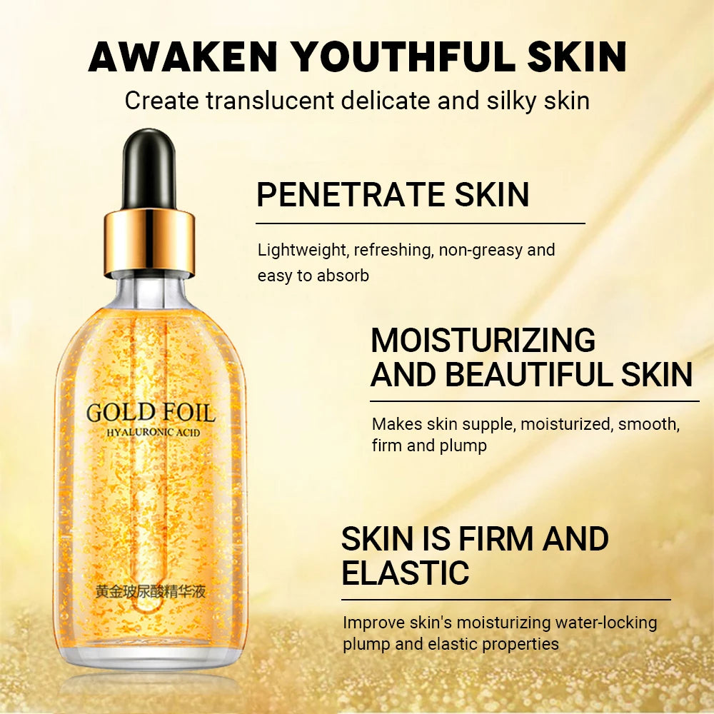 24K Gold Face Serum | Hyaluronic Acid & Nicotinamide | Anti-Aging, Lifting & Whitening Collagen Essence | 100ml