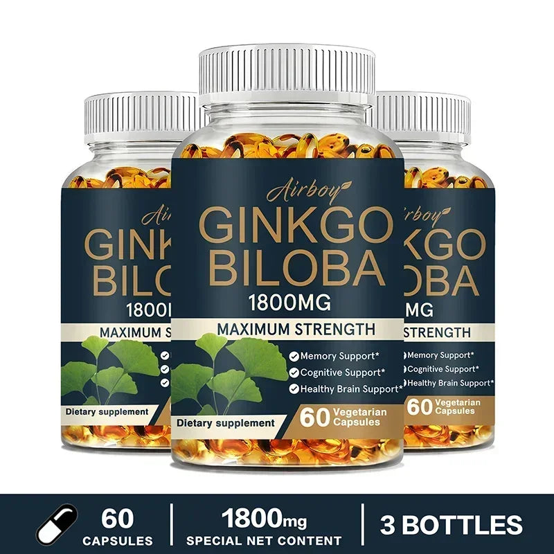 Airboy | Ginkgo Biloba 1800mg | Memory, Cognitive & Brain Support | 30 Vegetarian Capsules