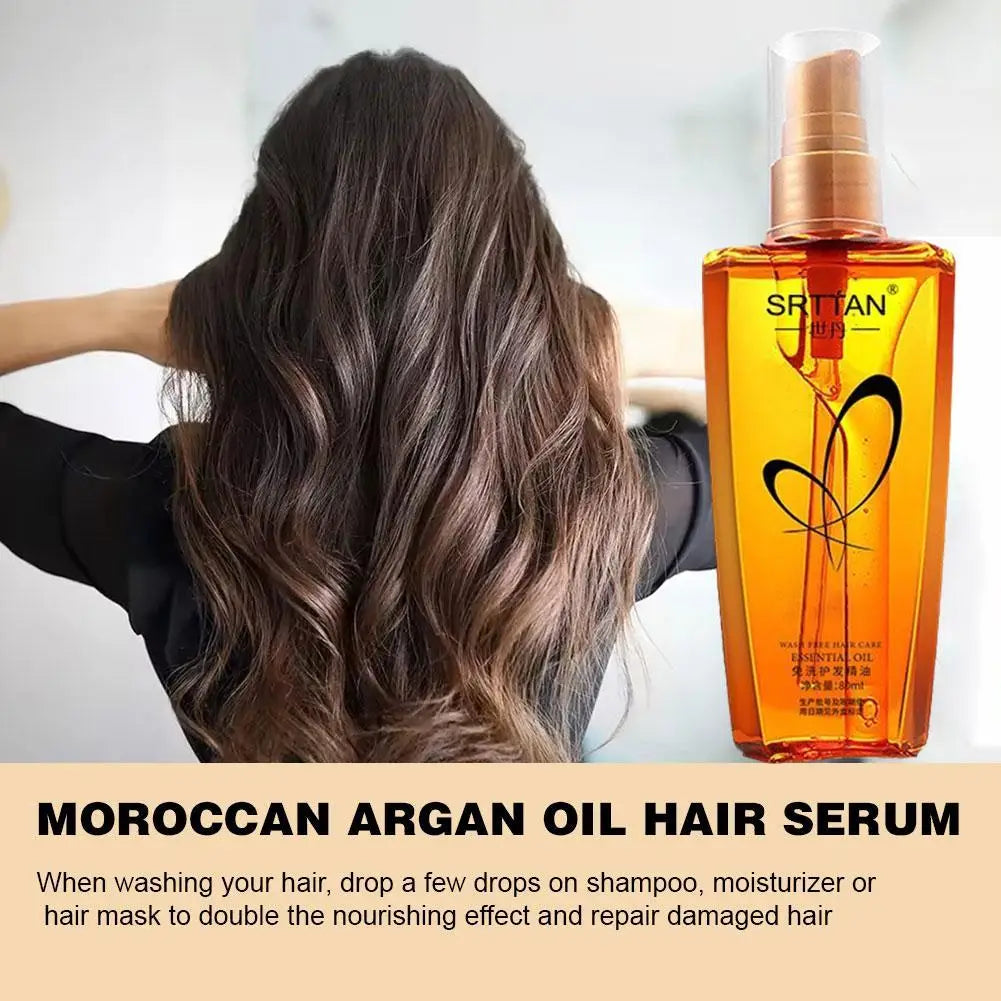 EELHOE Moroccan Argan Hair Serum – 80ml Lightweight Mist for Split Ends, Frizz & Shine Boost