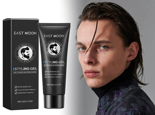 East Moon Men’s Hair Styling Gel – 60g Strong Hold Molding Gel for Fluffy, Long-Lasting Shine & Shape Control