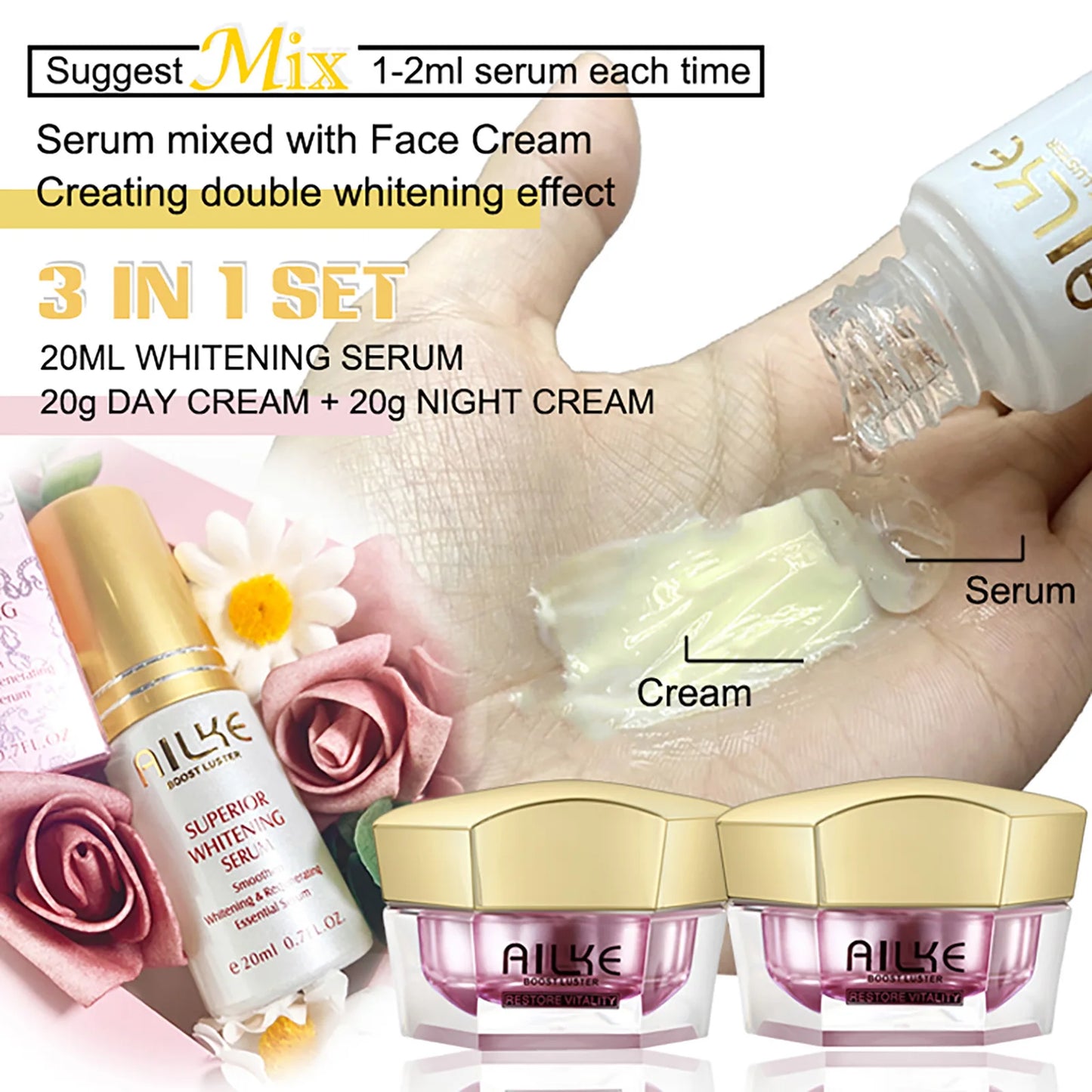 AILKE | Lightening Cream Set | Dark Spot Reduction, Brightening & Antioxidant Skincare Set