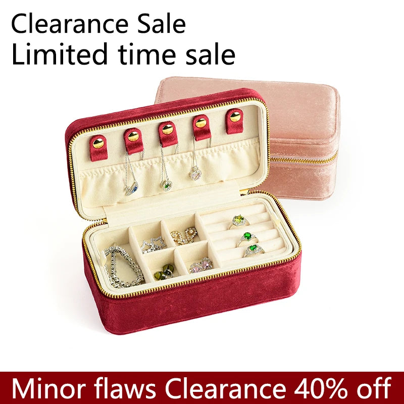 TAIMY Double Layer Velvet Jewelry Box Portable Travel Large Capacity Ring Earrings Box Minor Flaws Clearance Sale Free Shipping