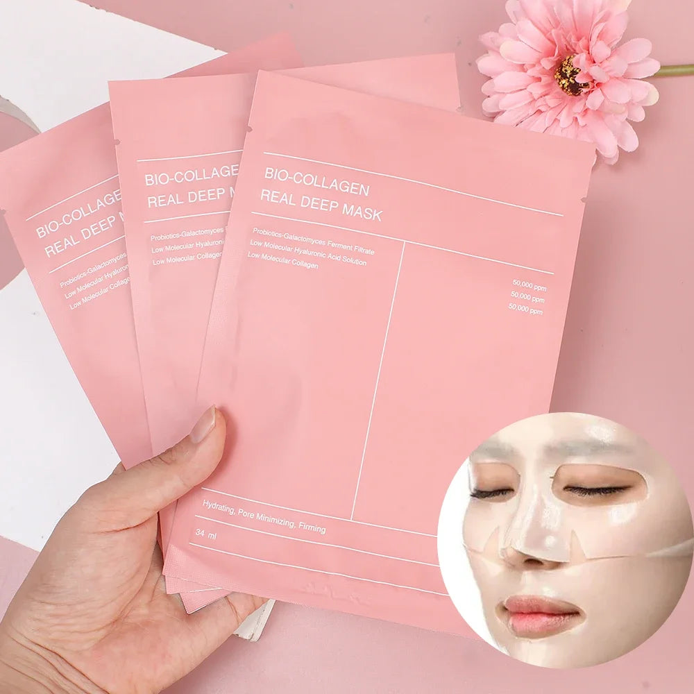 Bio Collagen Face Mask – 1/2/5/10pcs Deep Hydration & Firming Gel Mask for Moisturizing & Brightening
