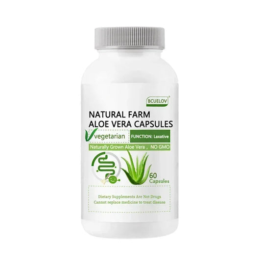 Bcuelov | Natural Farm Aloe Vera Capsules | Constipation Relief, Stomach Balance, GI Comfort | 120 Capsules