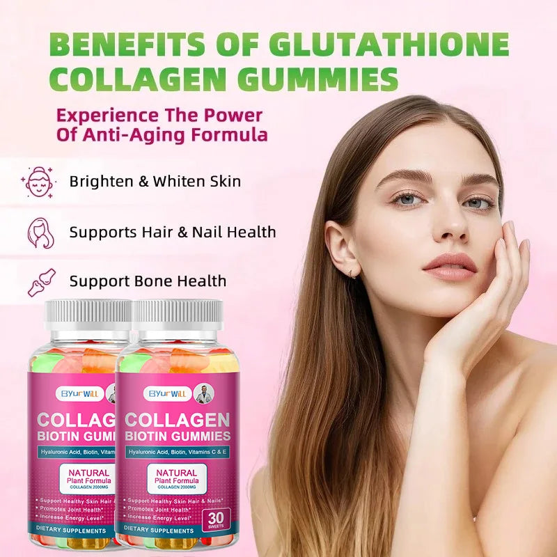 Byur Will | Hydrolyzed Collagen Gummies with Biotin 2000mg | Skin, Hair, Nails & Joint Support | 30 Gummies