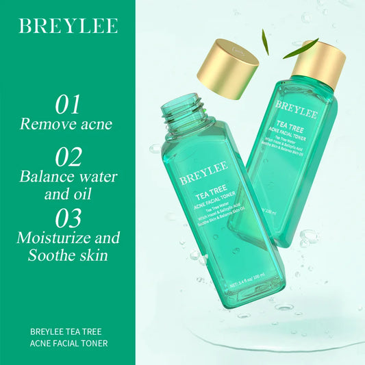 BREYLEE Complete Facial Skincare Set | Cleanser, Toner, Essence, Cream & Sheet Mask | For Acne-Prone, Oily & Combination Skin | 5pcs