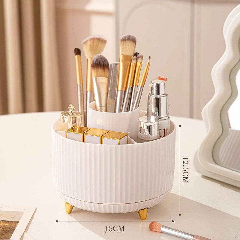 360° Rotating Makeup Storage Box Desktop Makeup Organizer Cosmetic Brush Holder Lipstick Eyebrow Pencil Holder Jewelry Container