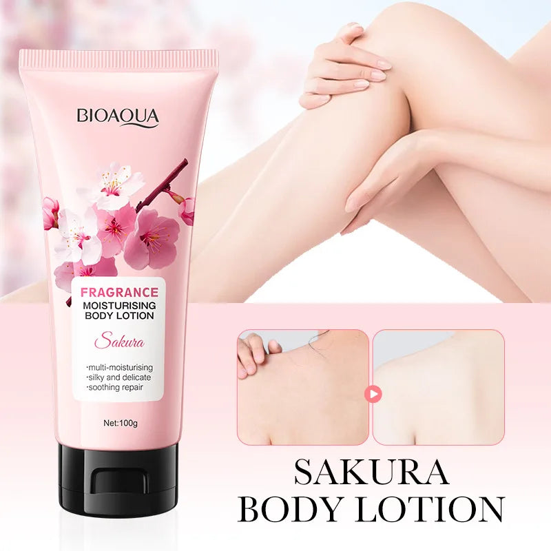 BIOAQUA Sakura Body Lotion – 100g Moisturizing & Brightening Cream with Cherry Blossom Extract