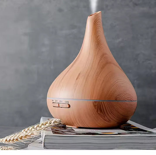 400 ML Modern Electric Humidifier Essential Aroma Oil Diffuser Ultrasonic Wood Grain Air Humidifier Mist Maker LED Light