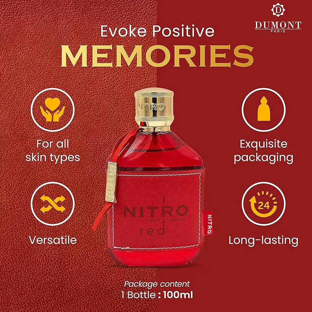 Nitro Red Dumont EDP Perfume Men Fragrance Middle Eastern Arabic Perfume Men's Perfume Women's Perfume Long-lasting