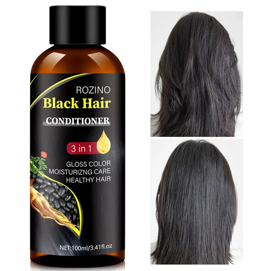 ROZINO 3-in-1 Black Hair Conditioner – 100g Gloss Color, Moisturizing Care & Split End Repair
