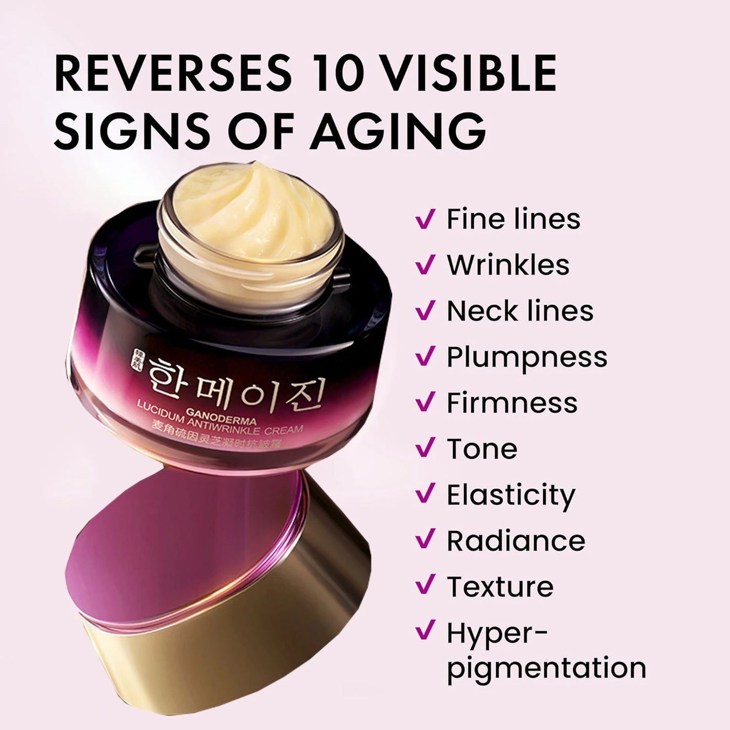 Hanmj Ganoderma Lucidum Anti-Wrinkle Cream – 50g Korean Firming & Revitalizing Face Moisturizer with Ergothioneine