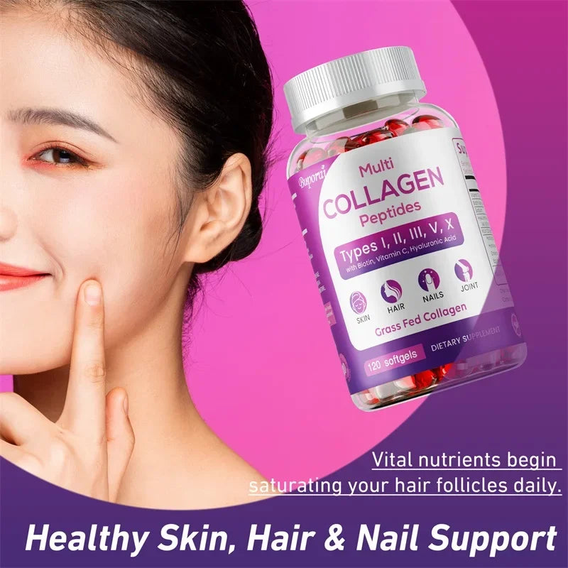 Buporai | Collagen Peptides with Biotin & Vitamin C | Skin, Hair, Nails, Joint & Digestion Support | 60 Capsules
