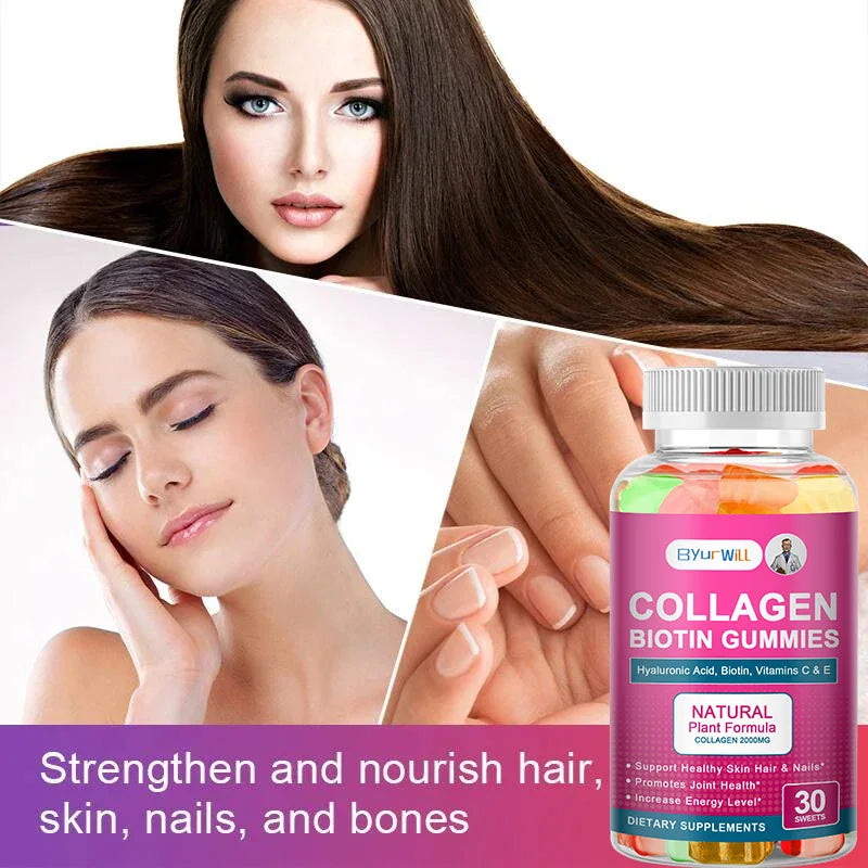 Byur Will | Hydrolyzed Collagen Gummies with Biotin 2000mg | Skin, Hair, Nails & Joint Support | 30 Gummies