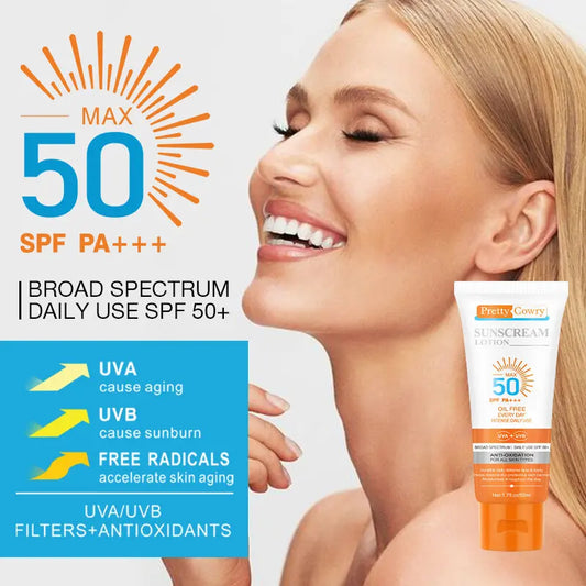 Daily Sunscreen SPF 50+ – 50ml Lightweight, Waterproof & Anti-Aging Sunblock Cream for All Skin Types