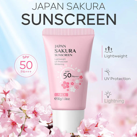 Sakura Sunscreen Cream SPF 50 – 30g Facial Sunblock & Isolation Lotion with Brightening & Moisturizing Formula