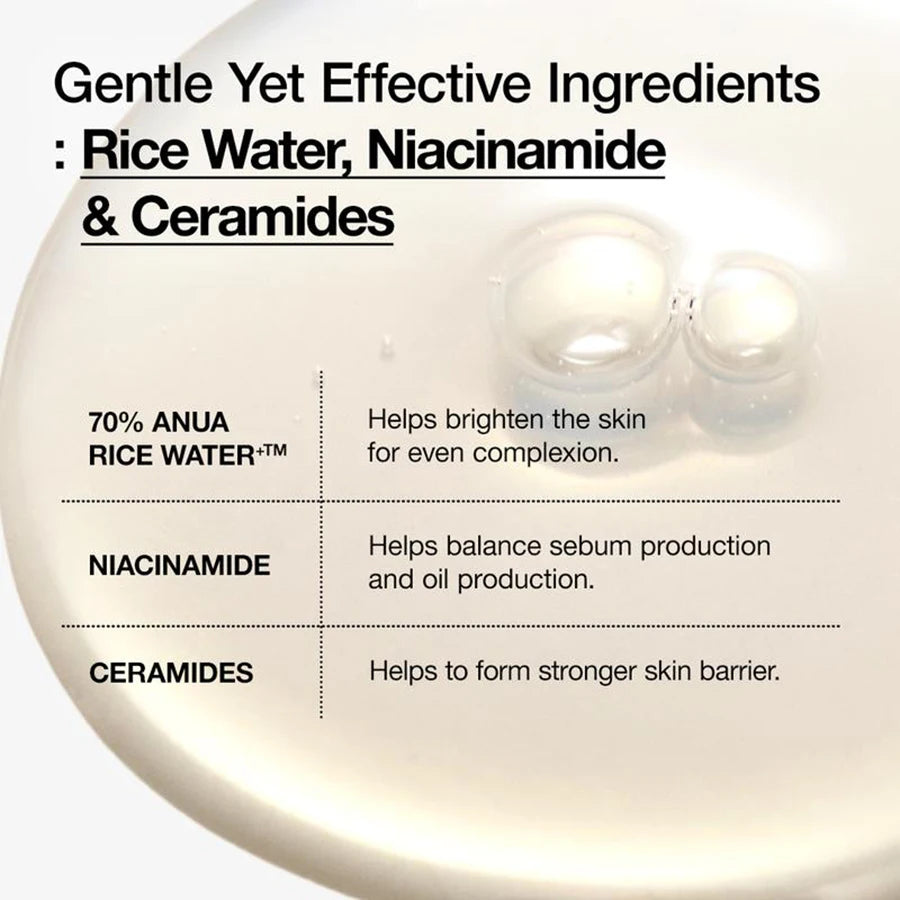 ANUA 70+ Rice Toner | Moisturizing Facial Essence for Oily & Sensitive Skin | Pore Care | 250ml