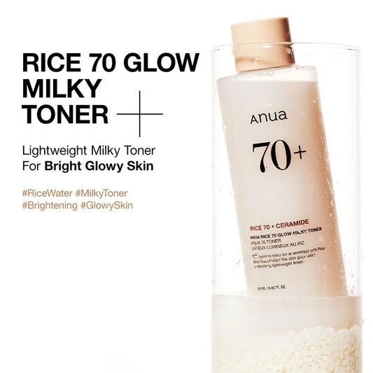 Anua | Rice 70+ & Ceramide Milky Toner | Brightening, Moisturizing & Lightweight Radiance