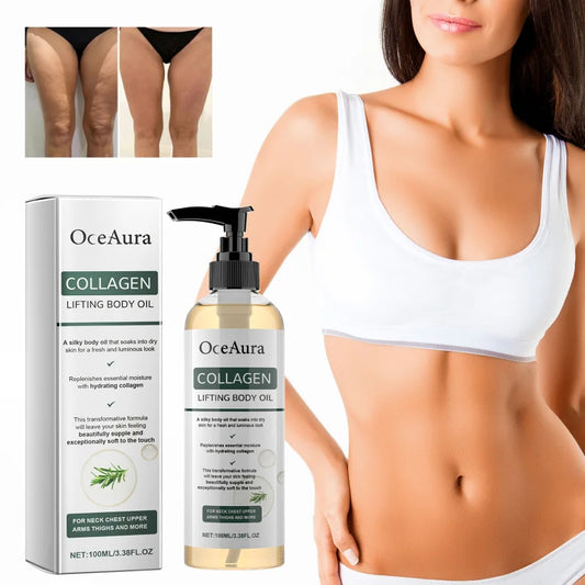 OceAura Collagen Lifting Body Oil – 100ml Hydrating & Firming Oil with Sunflower Seed, Vitamin E & Rosemary