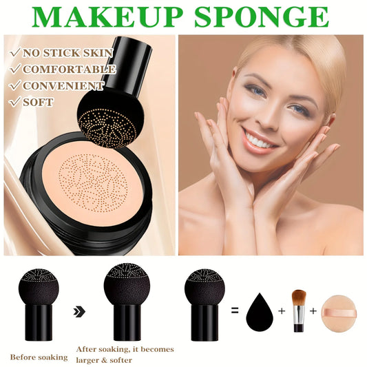 Mushroom Head Air Cushion, CC Cream Foundation Moisturizing Concealer Waterproof Oil Control Long-Lasting Nude Makeup